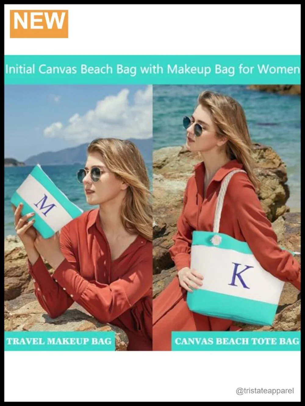 Canvas Waterproof Beach Tote, Extra Large Travel Bag with Zipper Pockets,